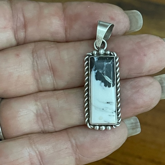 SOLD …White Buffalo Earrings with Pendant - Picture 8 of 9